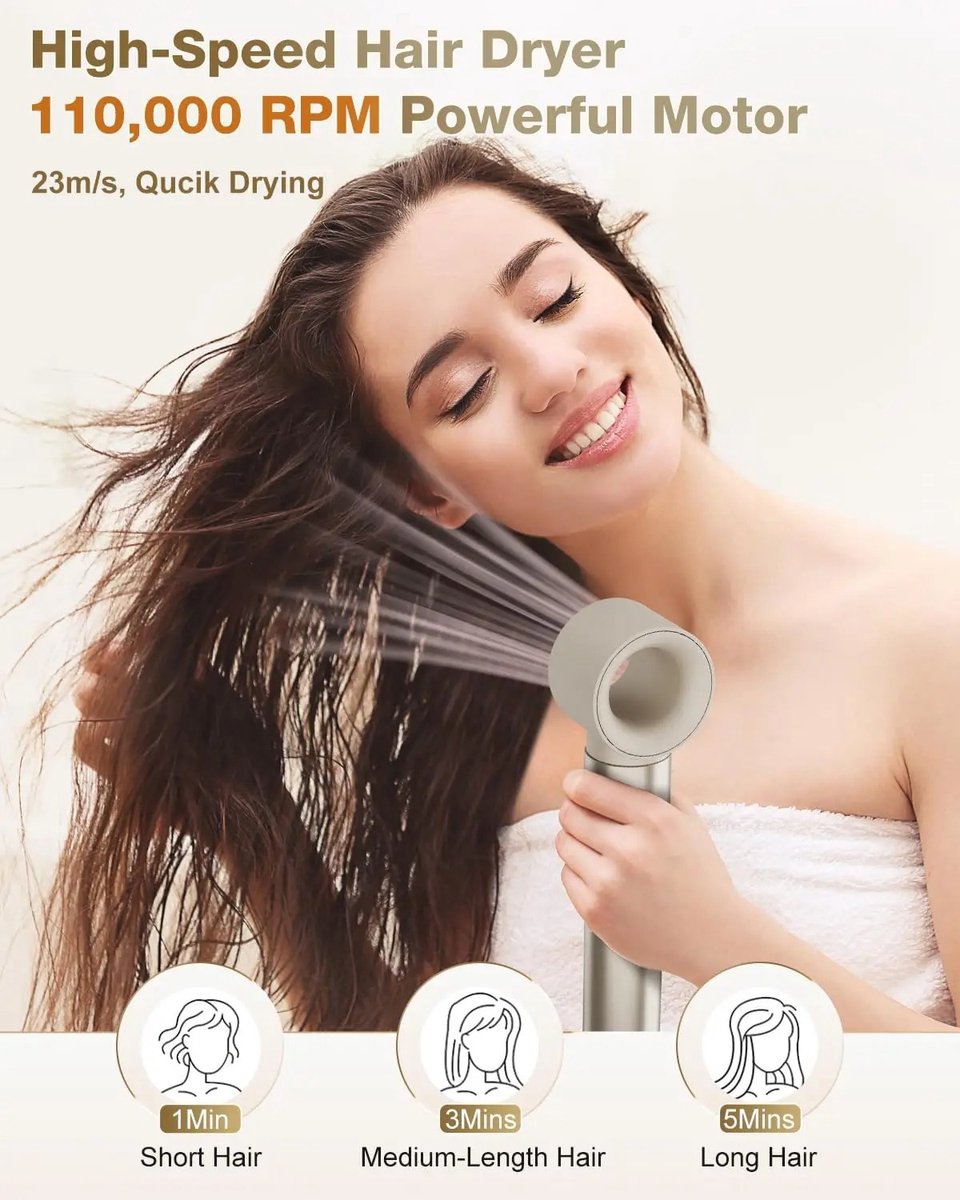 Scaleunion - 6-in-1 Airstyler - heteluchtborstel - krultang/hairwrap - föhn met 3 temperaturen : Goud