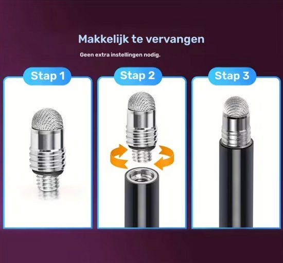 Silver Fiber Cloth Stylus Tips - 2 Stuks - Universeel - M5 Schroefdraad - Zachte & Precieze Touch - @ Lu’s Today™ - Creative Essentials van Merkloos — afbeelding 4