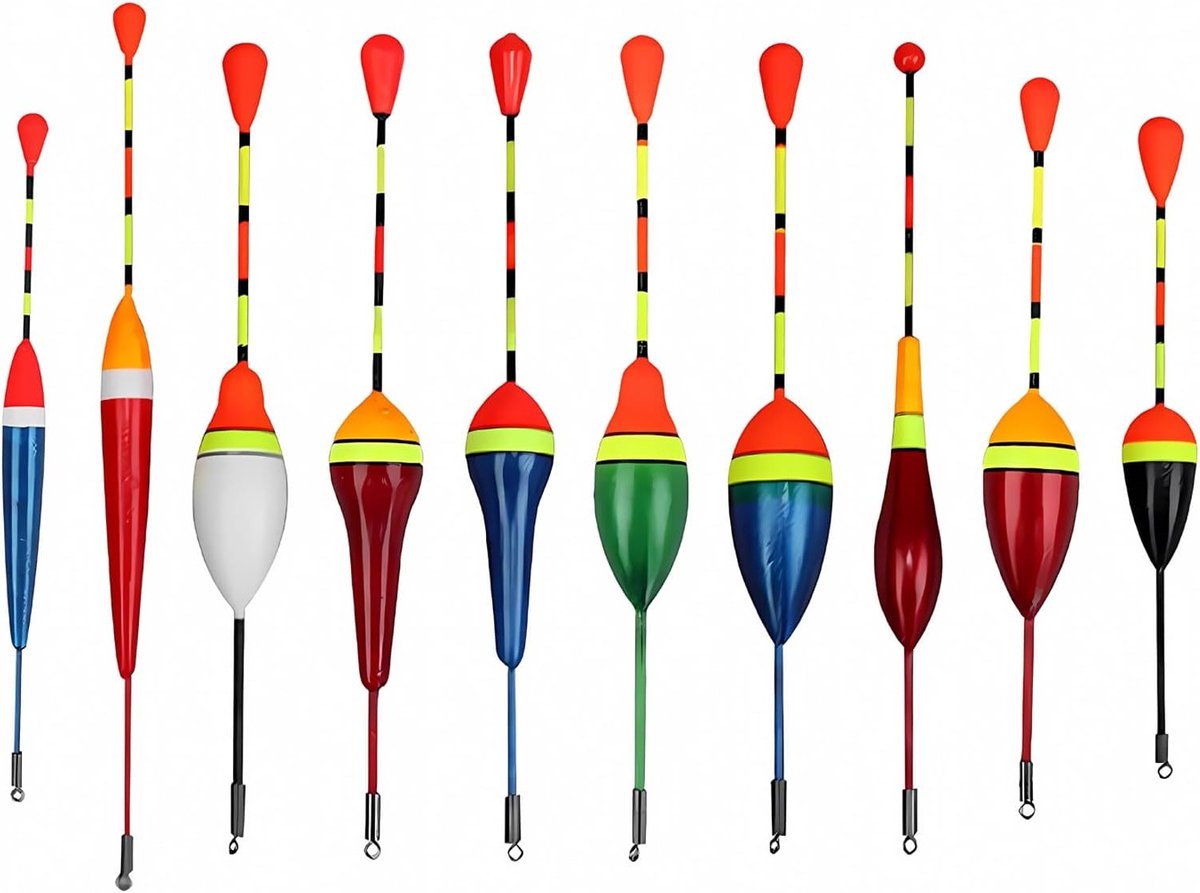 Set van 10 Drijvers voor Vissen, Ideaal voor Forel en Diverse Vissoorten, Perfect voor Sportvissen en Recreatief Vissen