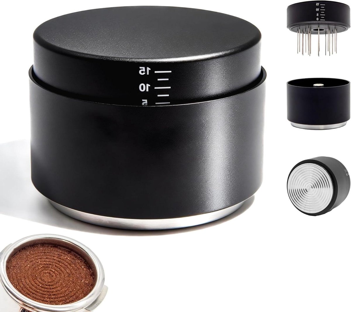 Koffie Verdeler Tamper - Espresso Accessoires - Bereiden Koffie - 3-in-1 Functie - 58 mm - Zilver