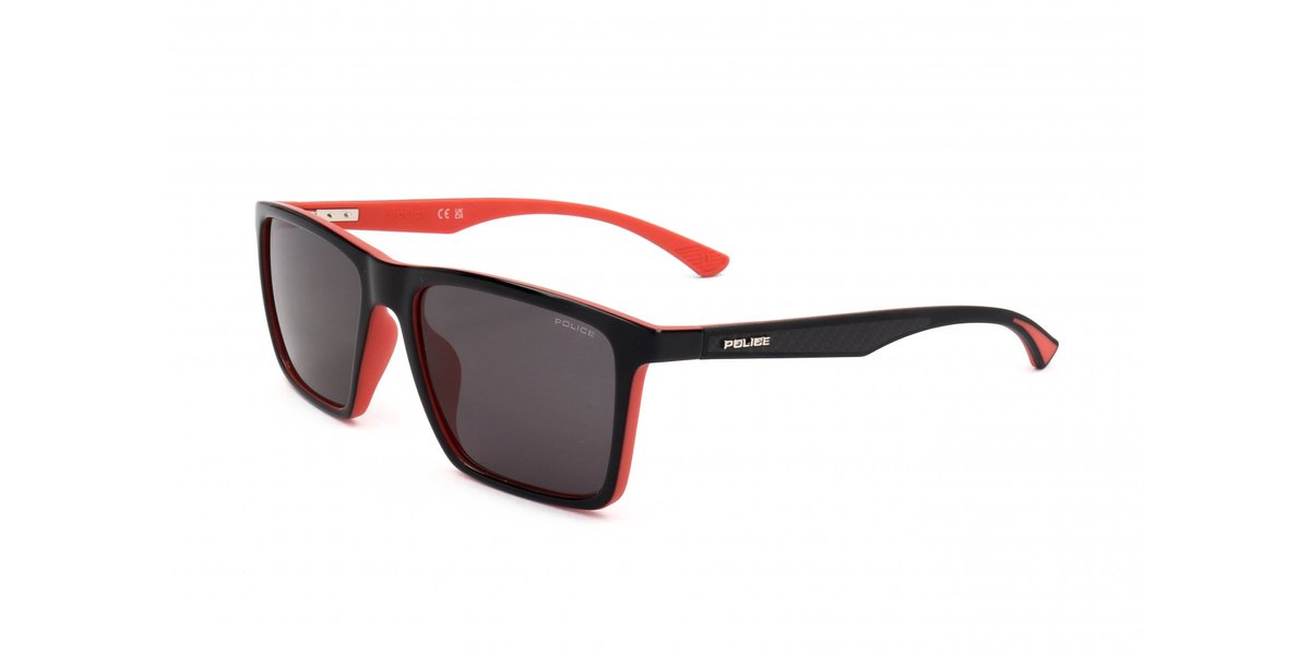 Police SPLN26 Shiny black with semi matt red parts 54/17/145 MAN Zonnebrillen