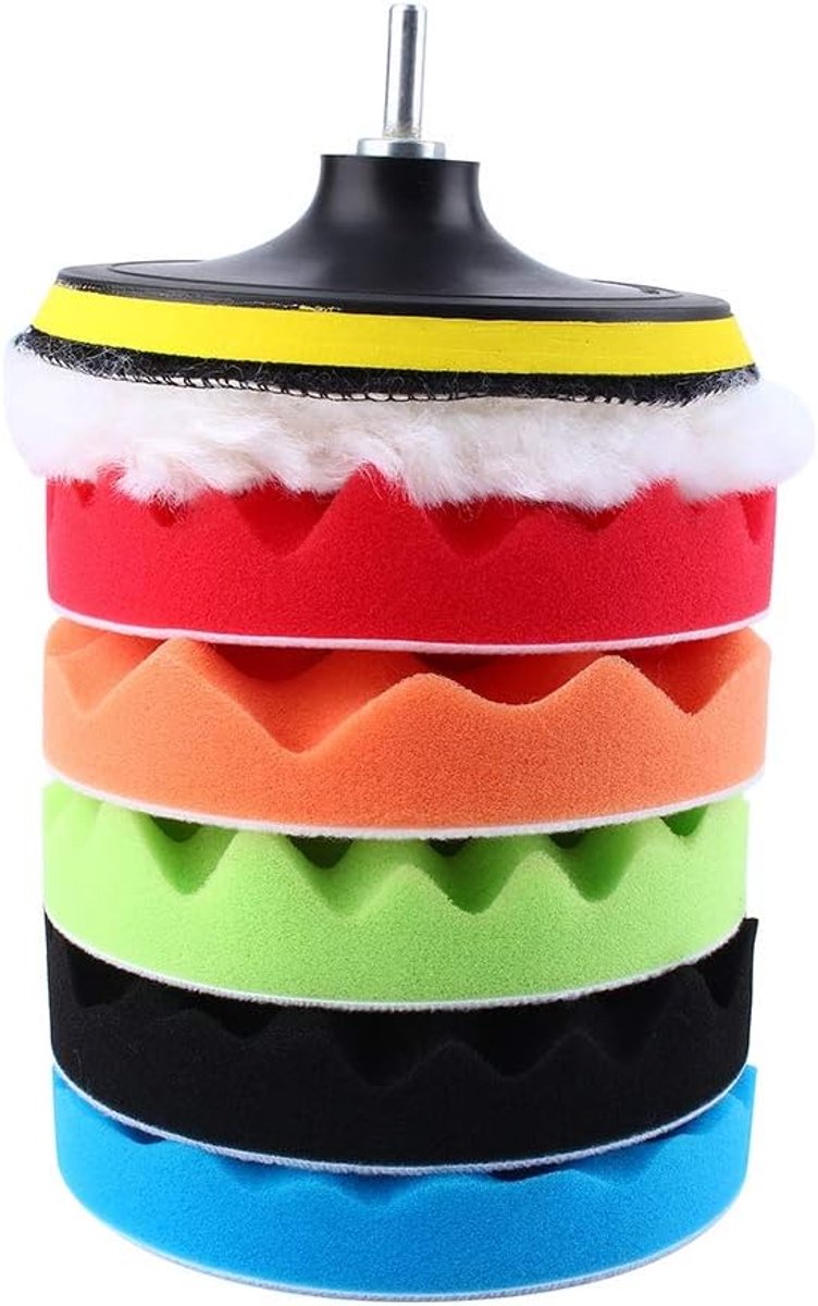 Allecta - 7-Delige Polijst Wax Pad Set voor Auto Polijsten en Polijsten van Glas en Keramiek