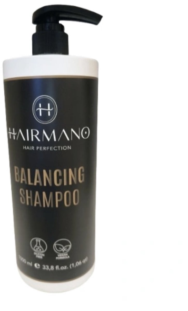 HAIRMANO BALANCING SHAMPOO – 1000 ml – Voor Vette Hoofdhuid – Diep Reinigend – Anti-Olie & Anti-Roos – Siliconenvrij
