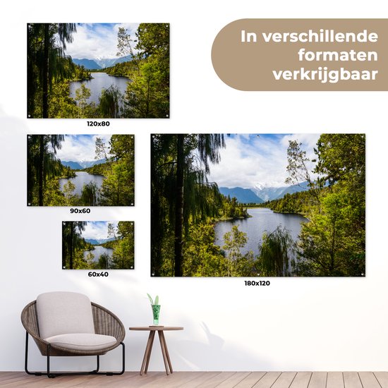 Forêt surplombant les glaciers Franz Josef et Fox en Nouvelle-Zélande Affiche de jardin 120x80 cm - Toile de jardin / Toile d'extérieur / Peintures pour l'extérieur (décoration de jardin)