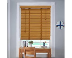 Houten Jaloezieën - Houten Raambekleding - Privacy Creëren - Massief Hout - 65x175cm - Natuurlijk Hout