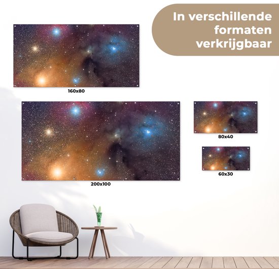 Affiche de jardin Univers - Etoiles - Couleurs - Garçons - Filles - Enfants - 60x30 cm - Toile jardin - Affiche extérieure