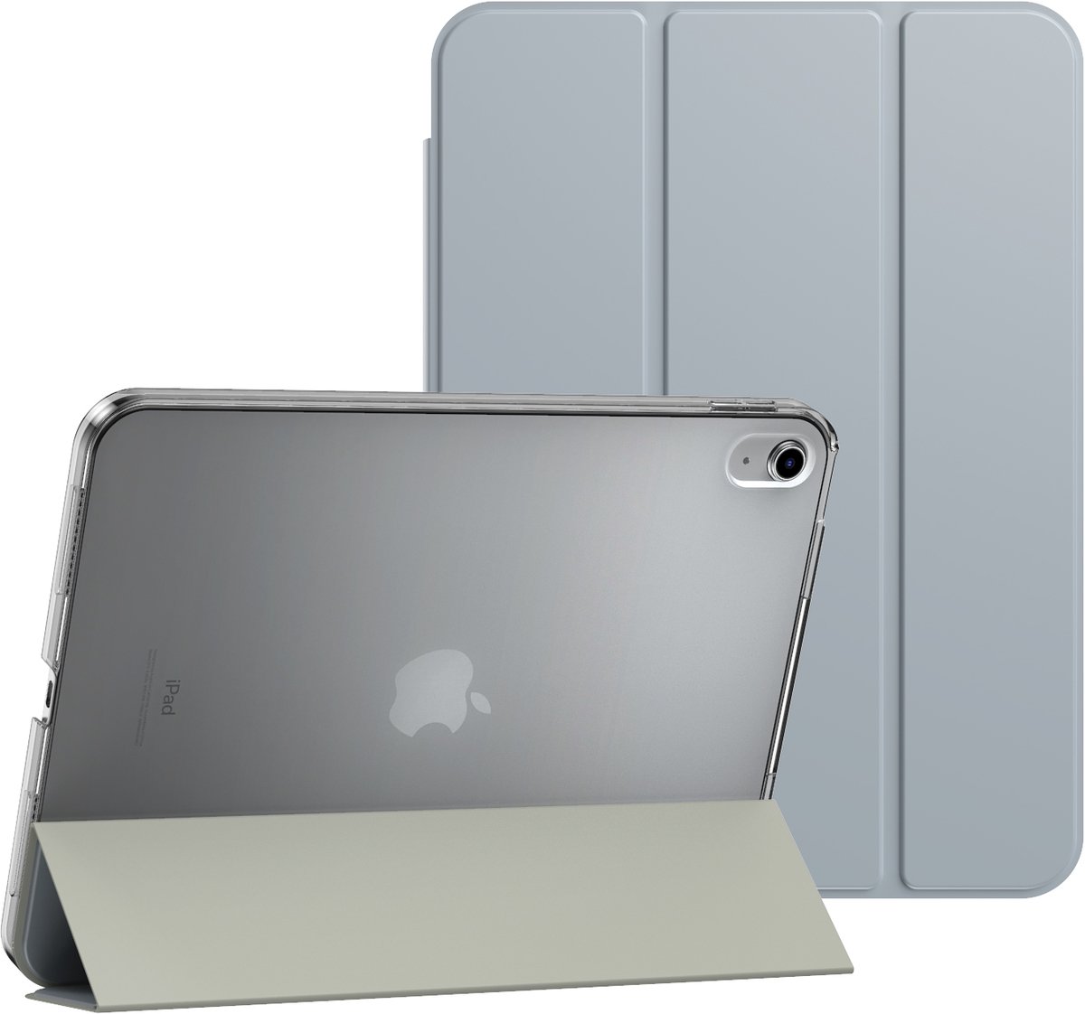 IYUPP Tablet Hoes Geschikt voor iPad 11 2025 A16 / iPad 10 2022 10.9 inch Hoesje - Trifold Bookcase - Auto Sleep/Wake - Hard Back - Grijs