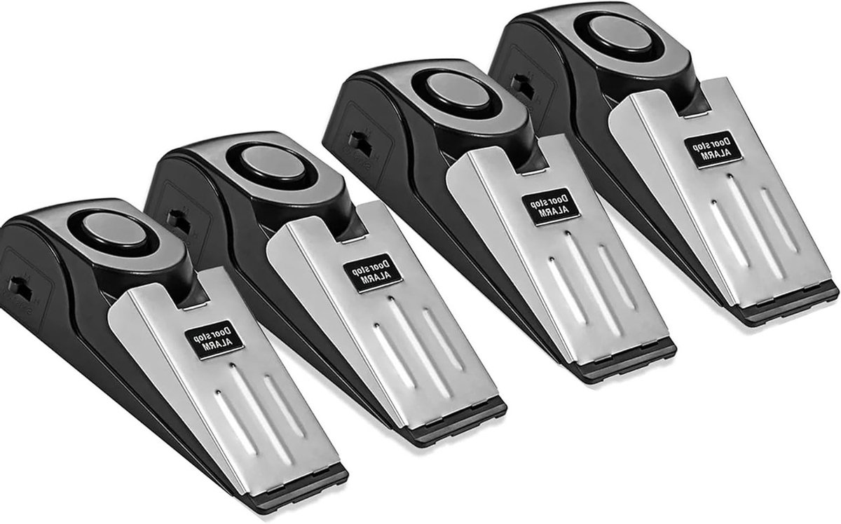 4-pack Alarm Deurstopper Wedges - 120 dB Luide Diefstalbeveiliging, winddicht en draagbaar voor thuis, hotel en reisbeveiliging