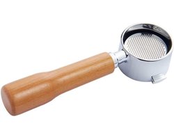 Espressohouder zonder basis, 51 mm, 2 oren, geschikt voor DeLonghi ECOV311.GR, ECOV310.GR en meer, RVS en Beukenhout, Koffieaccessoires voor Barista's