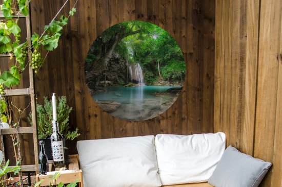 Garden Circle Erawan Waterfall à Kanchanaburi, Thaïlande. - 90x90 cm - Affiche de jardin