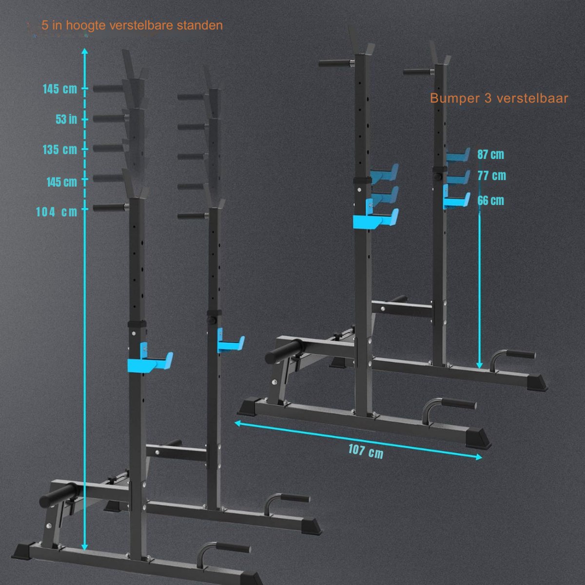 RONN® Squat Rack - Squat Wedge - Power Rack - Zwart - 107cm x 102cm x 145cm thumbnail 2