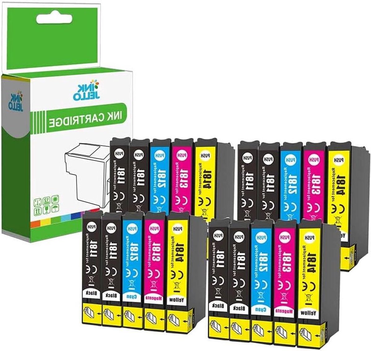Inkjet Cartridges - Printerinkt Set - Printen Thuis - Hoge Capaciteit - 20 Stuks - Multicolor
