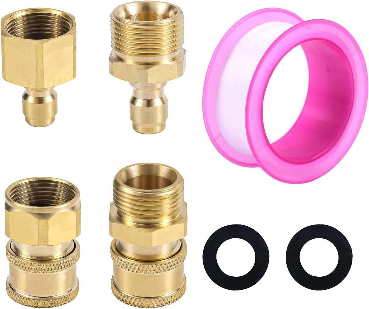 4-delige M22-15mm drukreiniger adapters set, snelle koppelingen voor hogedrukreinigers, geschikt voor 5000 PSI en slangen