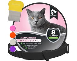 reSparkle Halsband Kat - Natuurlijk - Inclusief Vlooienkam - Zwart
