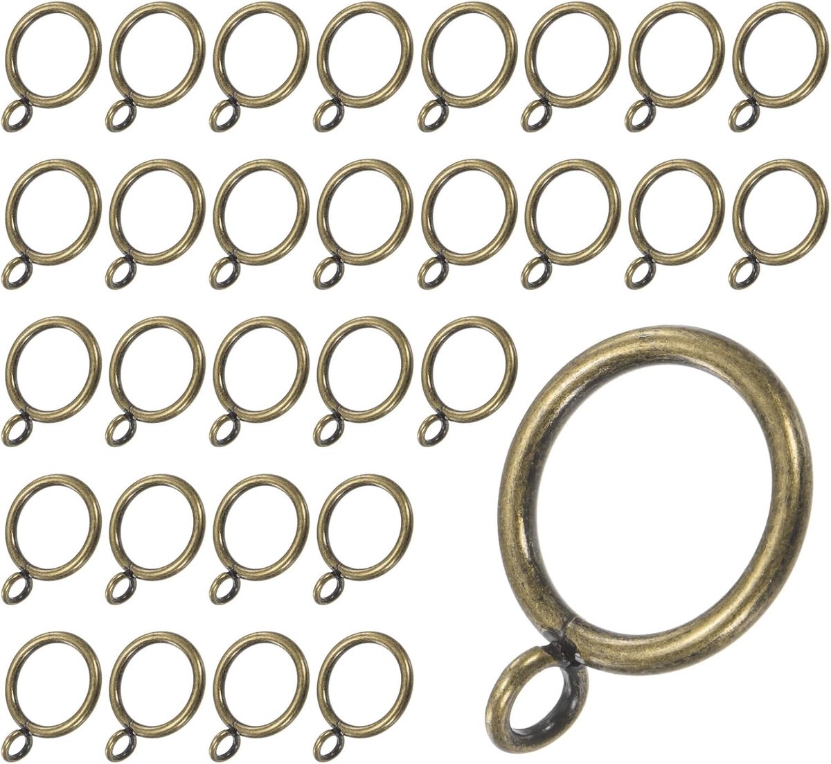30pcs Groene Bronzen Gordijnringen met Oogjes - Roestvrije Metalen Ringen voor Gordijnstangen - 30cm Binnenmaat Gordijnringen voor het Ophangen van Gordijnen