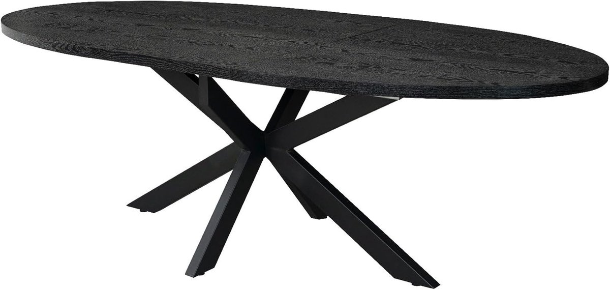 Uitschuifbare Ovale Eettafel Liam – Zwart MDF & Industrieel Design