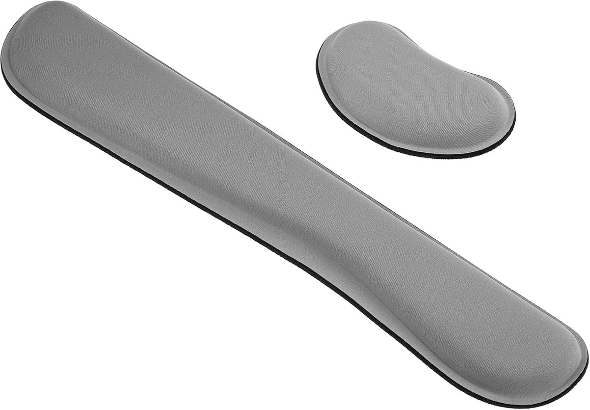 Keyboard Wrist Rest - Mouse Wrist Rest - Ergonomic - Comfortabel - Geheugenfoam - Voor Computer - Laptop - Kantoor - Stijl 1 - Grijs