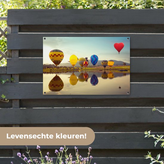 Posters de jardin extérieur Montgolfière - Couleurs - Water - Reflet - 90x60 cm - Toile jardin - Affiche extérieure