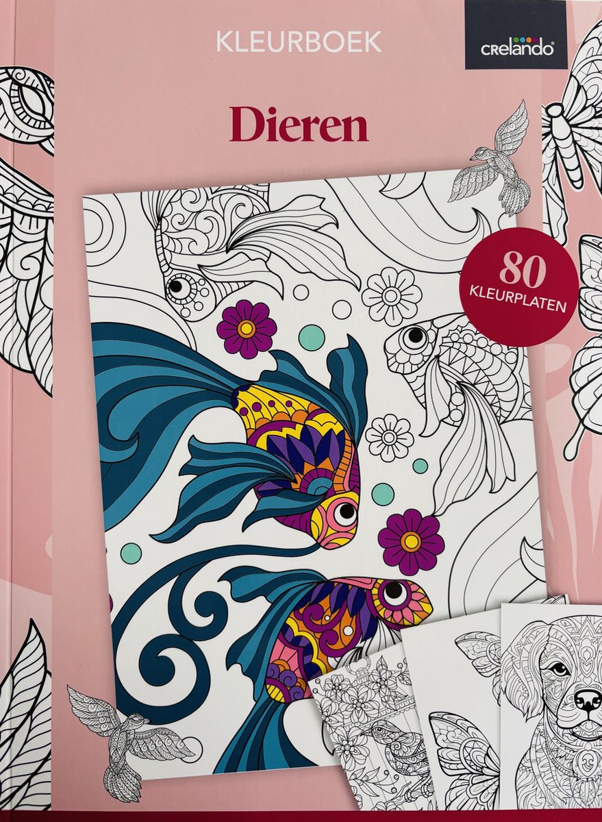 Crelando - Kleurboek ''Dieren'' - Kleurboek voor volwassenen - 80 unieke kleurplaten - Kleurboek voor volwassen - Ontspanning & Creativiteit