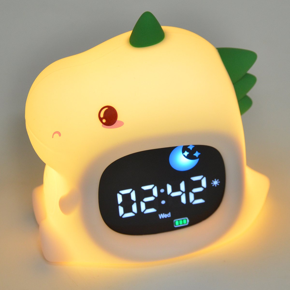 La Aster Slaaptrainer Dino - Kinderen met Nachtlampje en Wekker – Wake-up Light – White Noise – Oplaadbaar – Slaapcoach Baby en Peuter