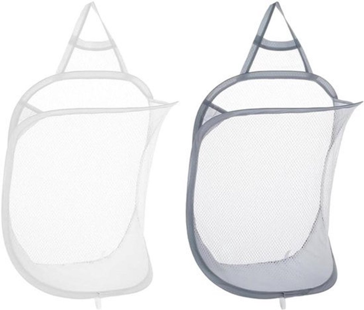 Hangende wasmanden mesh opvouwbaar - set van 2 stuks (wit + grijs)