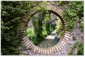 Affiche de jardin - Forêt - Vue - Pierres - Toile de clôture - Jardin - 180x120 cm - Décoration de jardin de jardin - Toile de jardin