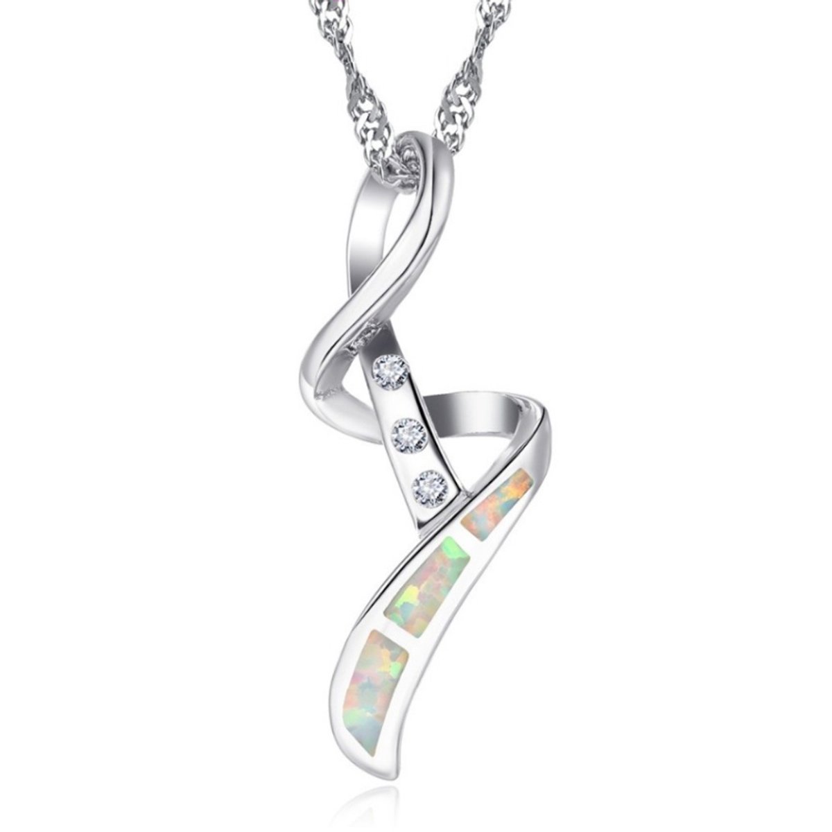 Ketting met opaal hanger - zilveren ketting