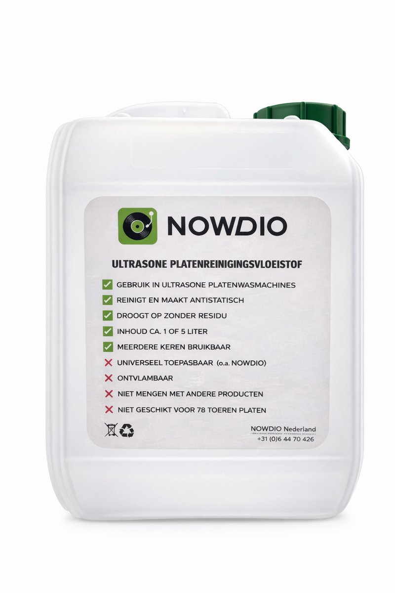 Ultrasone Platenreinigingsvloeistof NOWDIO UVP-02 - Platenwasmiddel Ultrasoon - Reinigingvloeistof voor Ultrasone Vinyl Platenwasmachine - Platenwas Vloeistof voor LP’s en Vinyl Platen - 5 Liter