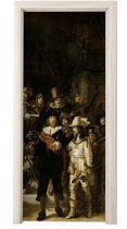 Deurposter 90x205 cm - Deursticker Nachtwacht - Rembrandt van Rijn - Kunst - Meubelfolie zelfklevend - Deurfolie woonkamer - Interieurfolie fotobehang - Deur plakfolie - Deurstickers - Deurbehang sticker - Kamer decoratie