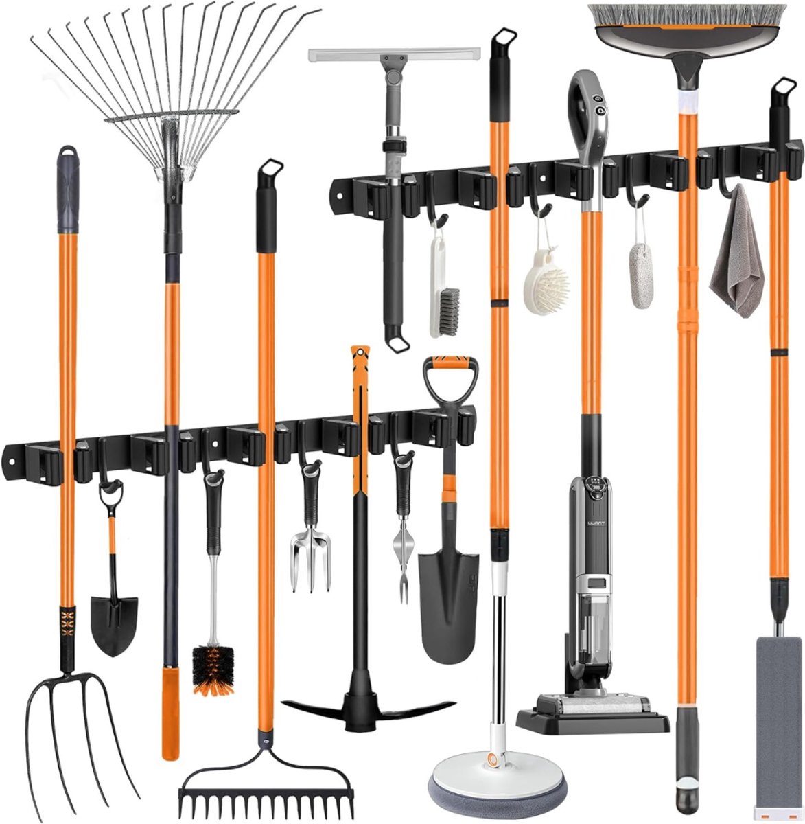 HEZIVO® Bezemhouder - Gereedschapshouder - Ophangsysteem Bezem - Wandhouder Tuingereedschap - 2 Stuks