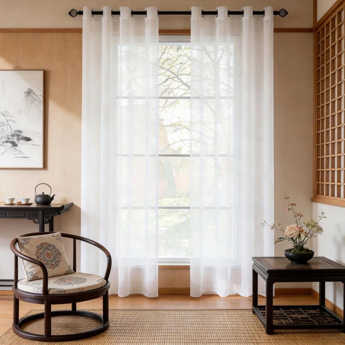 Voile Vitrage Gordijn - Lichtfilterend Paneel - Woonkamer Decoratie - Luchtige Zachte Textuur - 250 x 140 cm - Wit