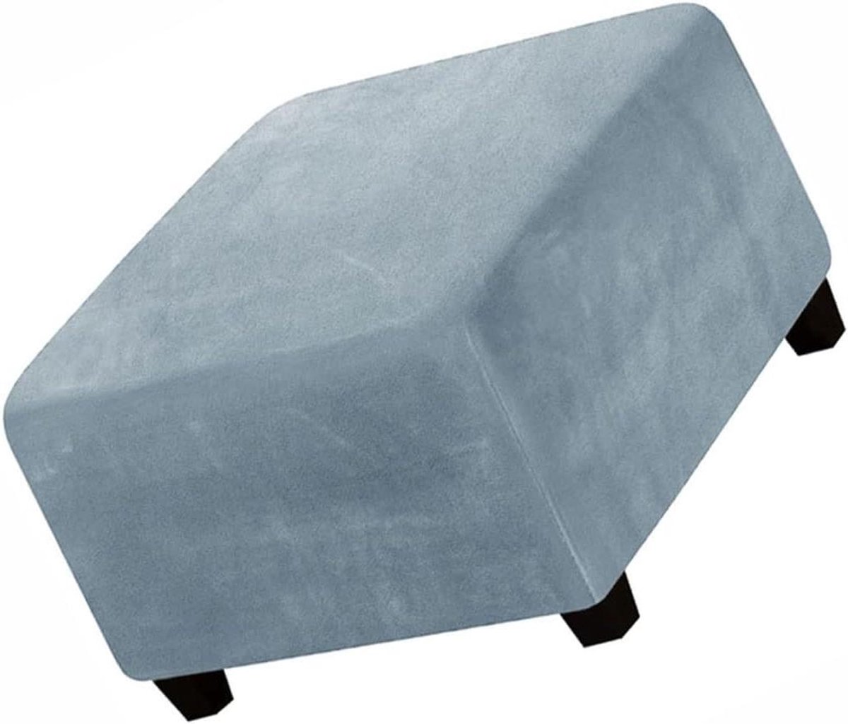 Poef Hoes - Kruk Overtrek - Meubels Beschermen - Zachte Fluweel Stof - 80-100cm - Grijsblauw