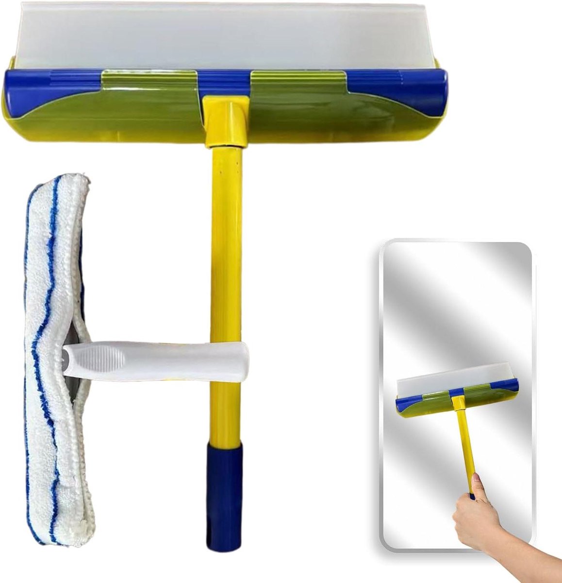 Douche Wisser - Glasreiniger Spiegelwisser - Streepvrij Reinigen - Flexibele Siliconenrand - 39 x 30 cm - Blauw