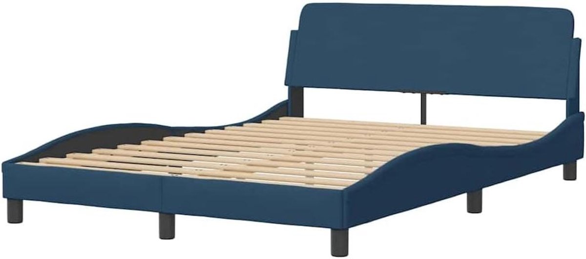 vidaXL Bedframe met hoofdeinde "Dover" stof blauw 140x200 cm, bed, bed ombouw, stoffen bed