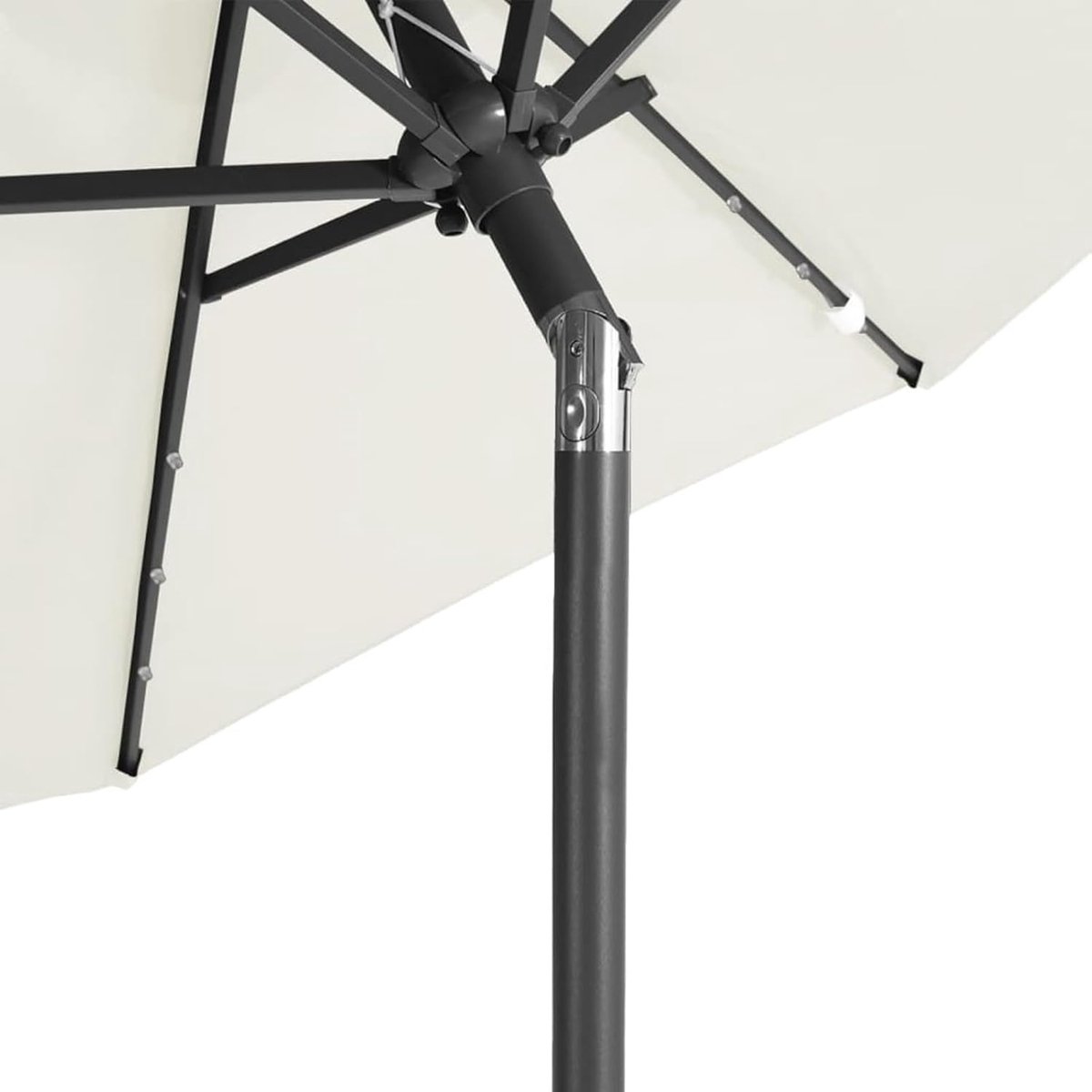 Parasol Sonnenschirm Garten & Terrasse 225x225 cm | Depauwonen Kippbar & Verstellbar | Stahlgestell Weiß | LED-Lampe Integriert | Outdoor Sonnenschutz für Balkon, Strand & Garten – Depauw