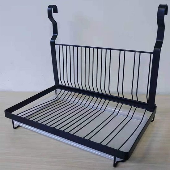 Opvouwbaar afdruiprek - Keuken organizer - Servies drogen - Inclusief lekbak - 396 x 265 cm - Mat zwart — afbeelding 3