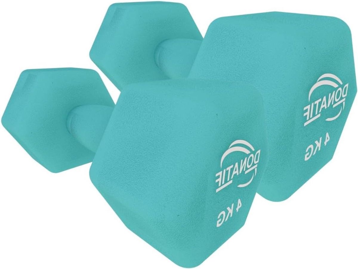 Halters Gecoat - Fitness Gewichten - Thuis Trainen - Vast Gewicht - 4 kg - Blauw