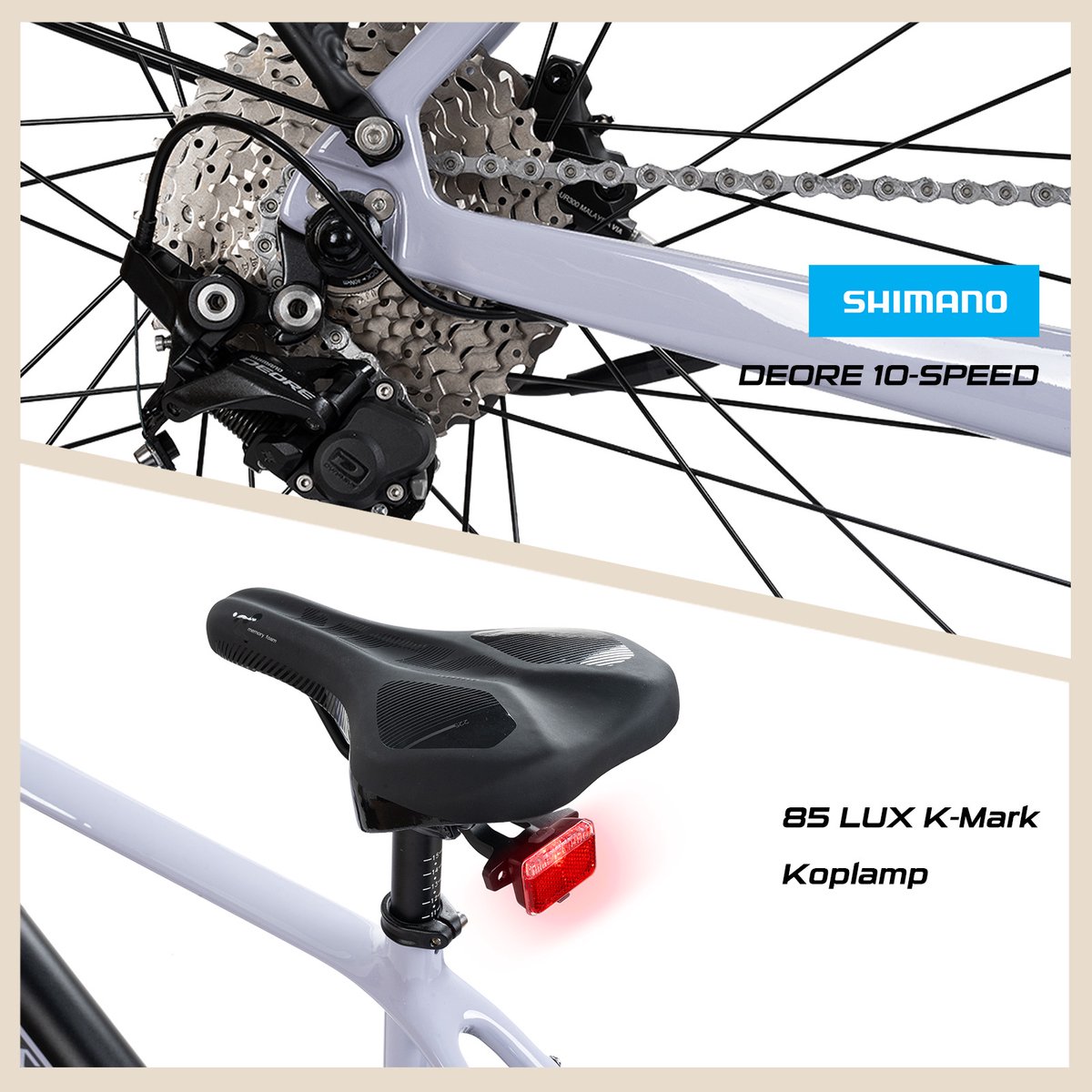 Rex Carbon City Elektrische Fiets - 28 inch elektrische fiets unisex- stadsfiets - Achtermotor 250W - SHIMANO 13 Versnellingen - voor dames en heren thumbnail 4