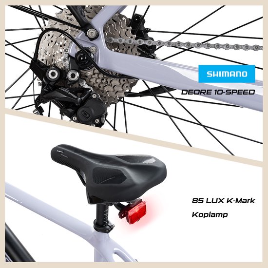 Rex Carbon City Elektrische Fiets - 28 inch elektrische fiets unisex- stadsfiets - Achtermotor 250W - SHIMANO 13 Versnellingen - voor dames en heren van Merkloos — afbeelding 4
