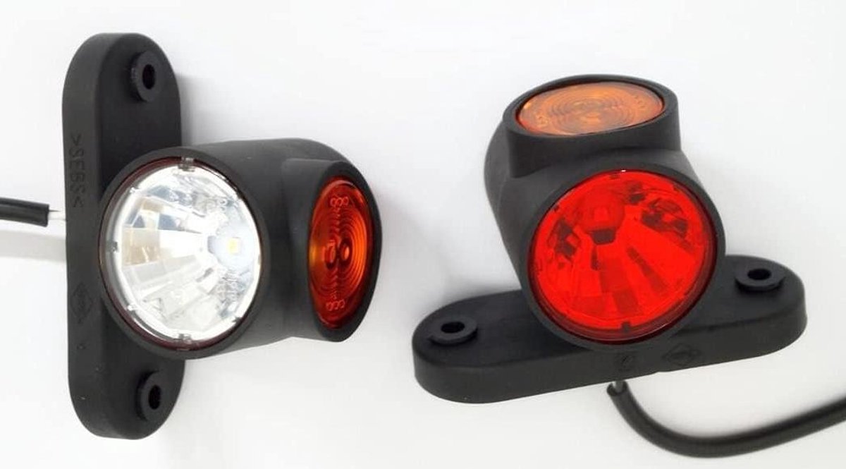 2 x rood wit oranje LED kant korte marker omtrek lichten 12/24 chassis trailer truck