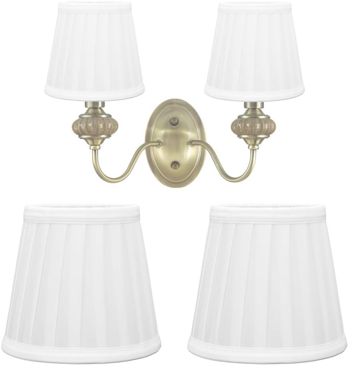 2x Witte Lampenkappen E14 - Vintage Plissé Chandelier Shades voor Woonkamer en Slaapkamer