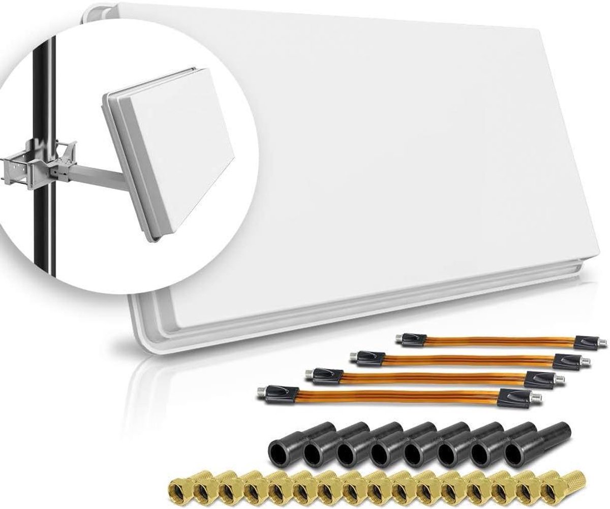 Selfsat H30D+ 1 TV Participants SAT Flat Antenna Flat + Professional Window Feeder Full HD 4 Teilnehmer 13533-022