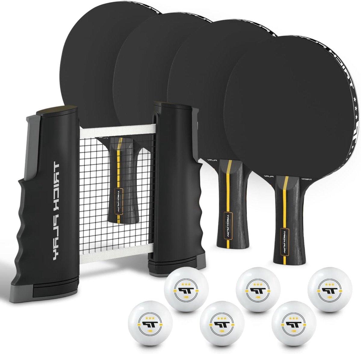 Tafeltennis Set - Ping Pong Set - Overal Spelen - Intrekbaar Net - Tot 183 cm Tafel - Houtkleurig