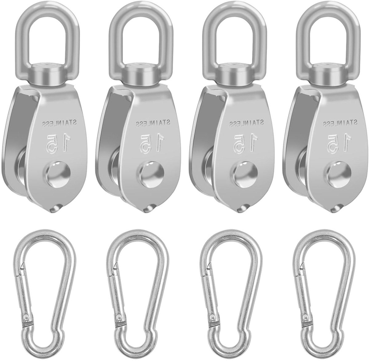 Kabelrol set - RVS katrol - Touw hijsen - 360 graden rotatie - M15 M4 - Zilver