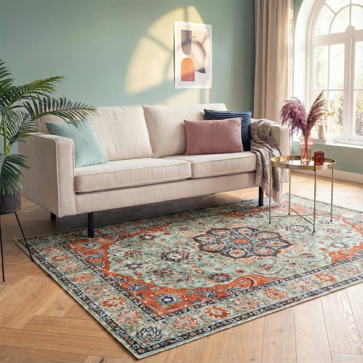 Fraai Vintage vloerkleed - Imagine Medaillon Groen - 160x230cm