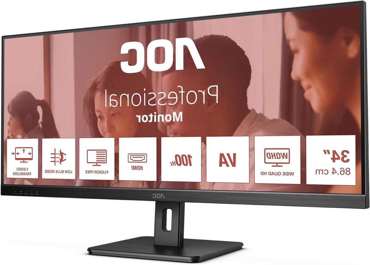 PC Scherm - Ultra Wide Monitor - Werk en Entertainment - Wide Quad HD - 86.4 cm - Zwart