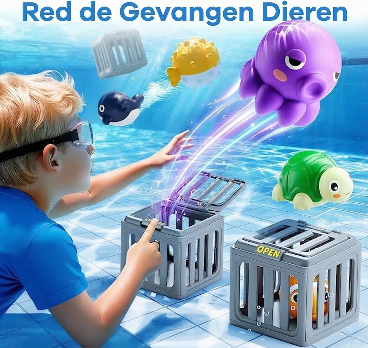 Sogiol® Duikspeelgoed - Duikspeelgoed voor Kinderen - Zwembad Speelgoed - 6 Zeedieren & 6 Duikkooien - Waterspeelgoed -voor buiten, strand, meer en zomerfeest – foto 2