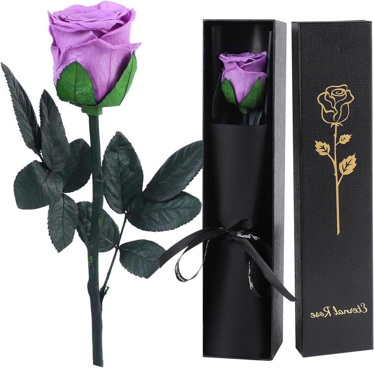 Eeuwige Roos - Natuurlijke Bloem - Cadeau Geven - Speciaal Geconserveerd - 30-32cm Lengte - Lavendel