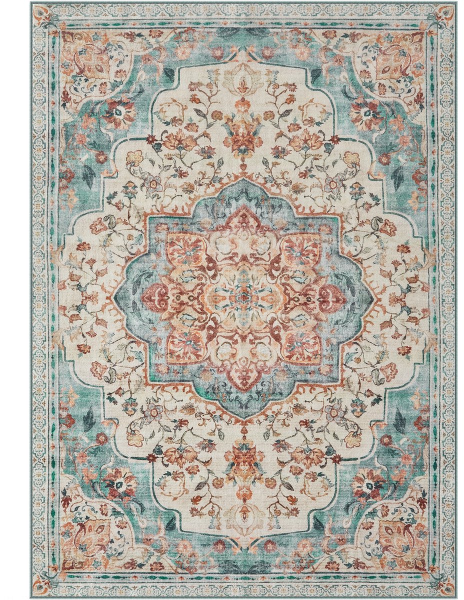 SONGMICS HOME - Tapijt - Vintage Vloerkleed - Wasbaar en Antislip - Voor Woonkamer Slaapkamer Keuken