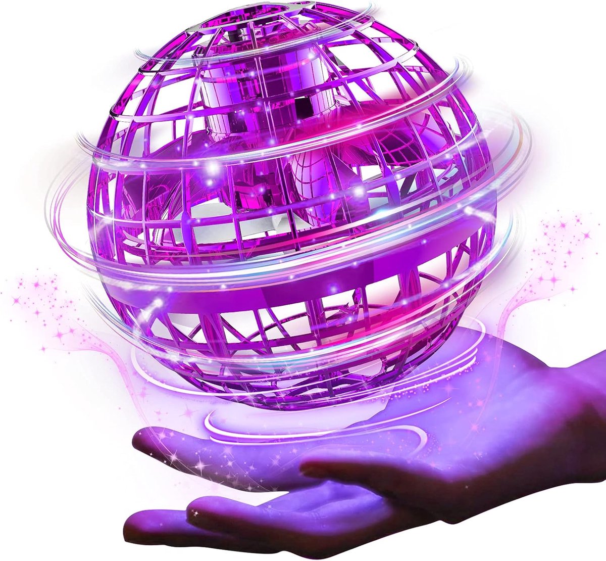 Roze Zwevende Galaxy Orb Bal – RGB LED Hover Speelgoed – Handbestuurde Boemerang Drone – Magische UFO Ruimtebal voor Kinderen en Volwassenen – Binnen & Buiten Te Gebruiken